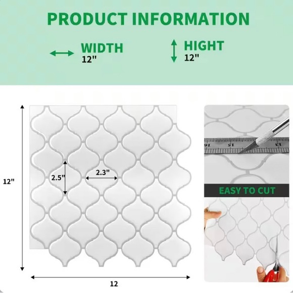 12 in. x 12 in.Peel and Stick Tile, Stick on Backsplash for Kitchen and Bathroom - Picture 4 of 7